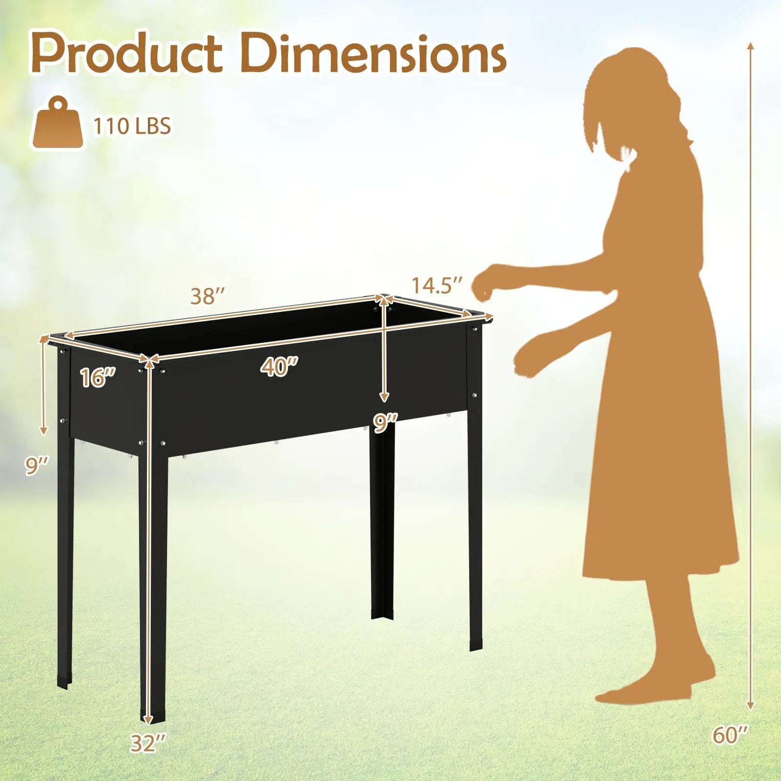 Raised Garden Bed Elevated Metal Planter Box with Legs Drainage Holes by DirectDeals