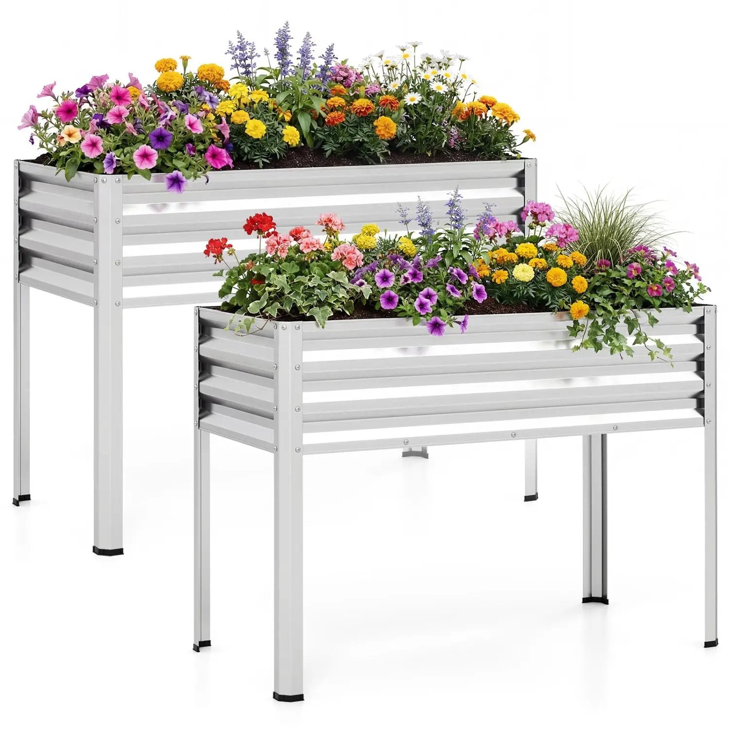 Raised Garden Bed Set of 2 Electro-Coating Metal Large Elevated Planter Box by DirectDeals