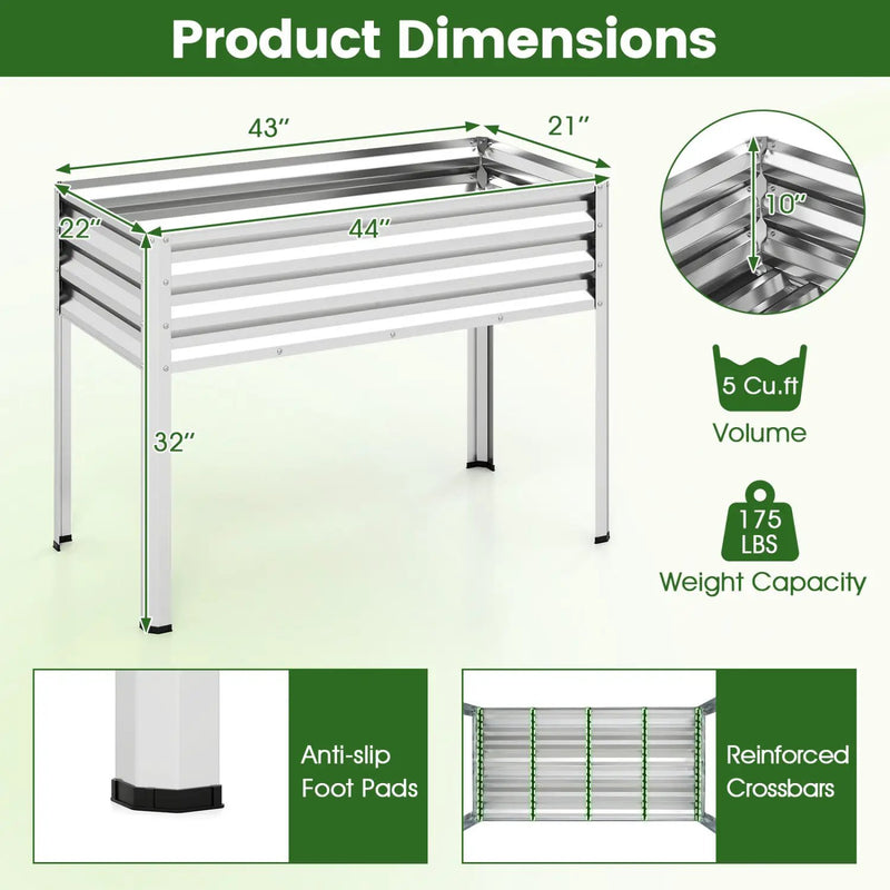 Raised Garden Bed Set of 2 Electro-Coating Metal Large Elevated Planter Box by DirectDeals