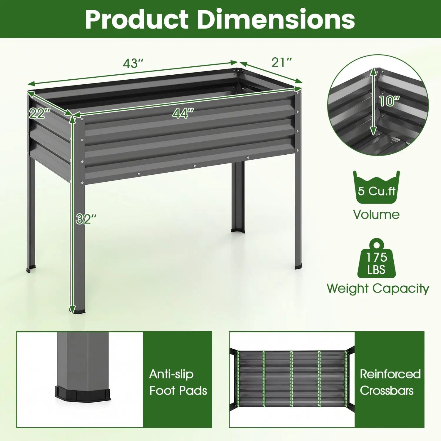 Raised Garden Bed Set of 2 Electro-Coating Metal Large Elevated Planter Box by DirectDeals