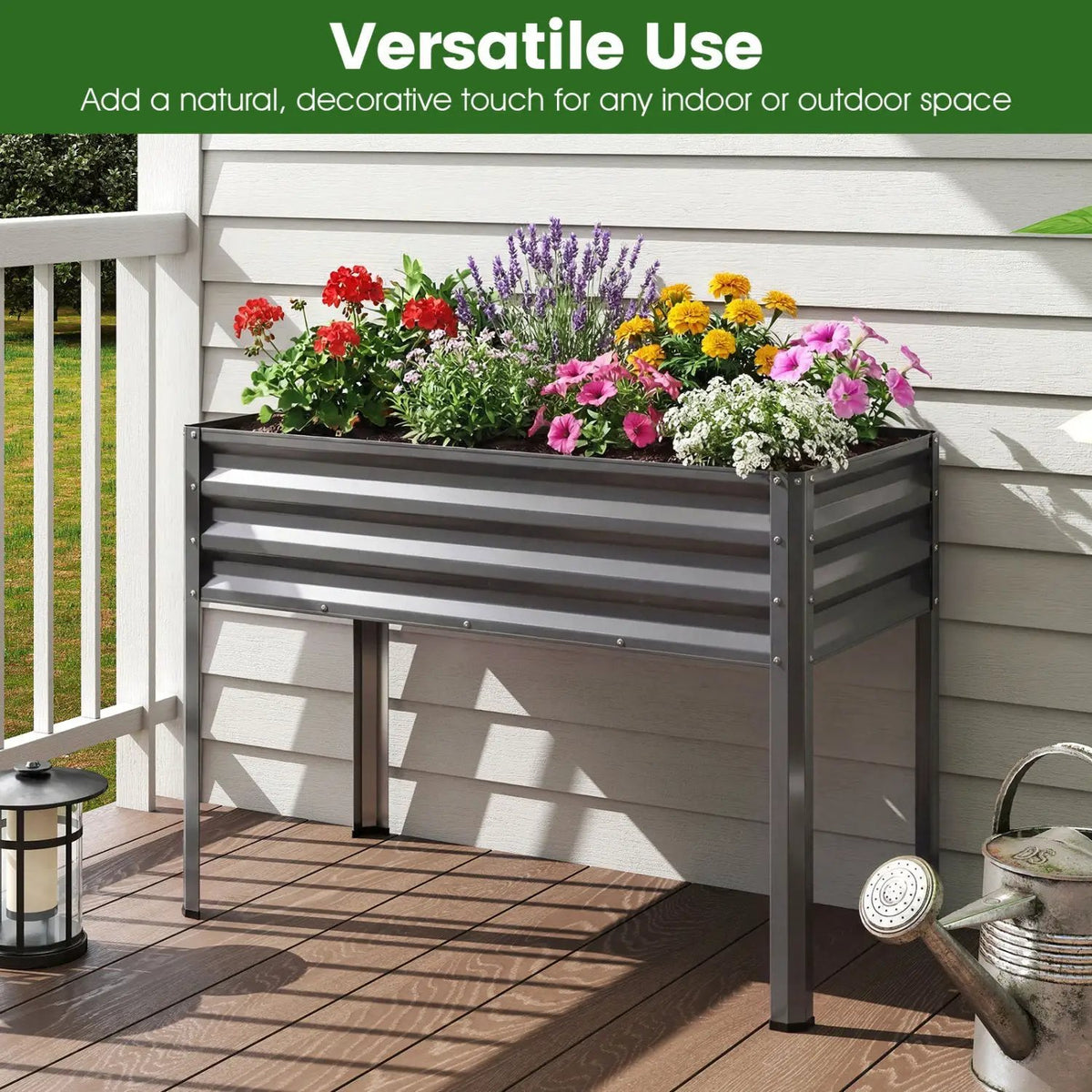 Raised Garden Bed Set of 2 Electro-Coating Metal Large Elevated Planter Box by DirectDeals