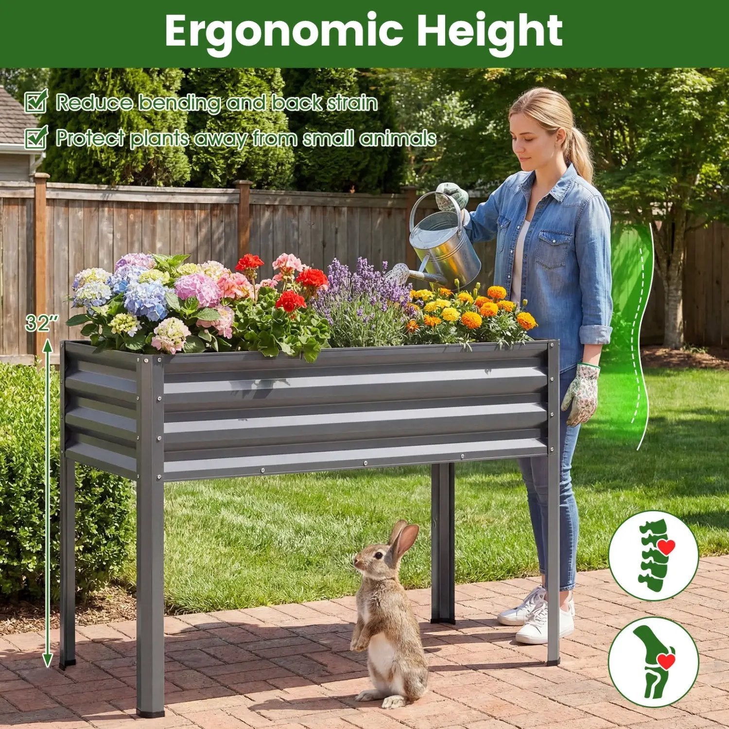 Raised Garden Bed Set of 2 Electro-Coating Metal Large Elevated Planter Box by DirectDeals