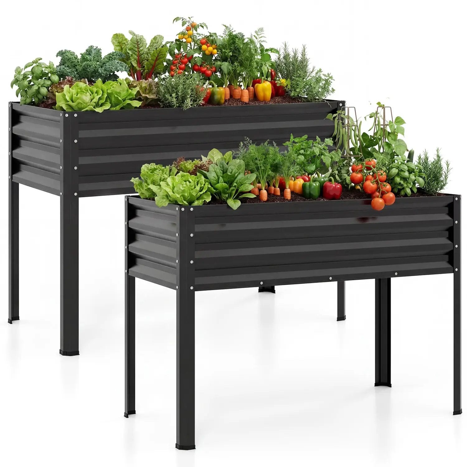 Raised Garden Bed Set of 2 Electro-Coating Metal Large Elevated Planter Box by DirectDeals