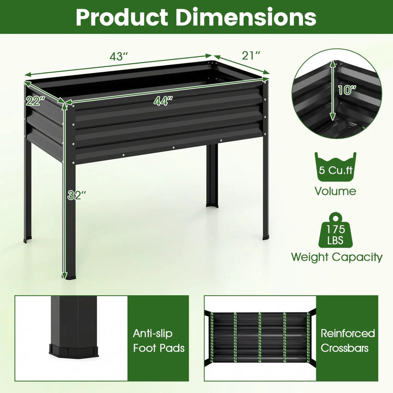 Raised Garden Bed Set of 2 Electro-Coating Metal Large Elevated Planter Box by DirectDeals