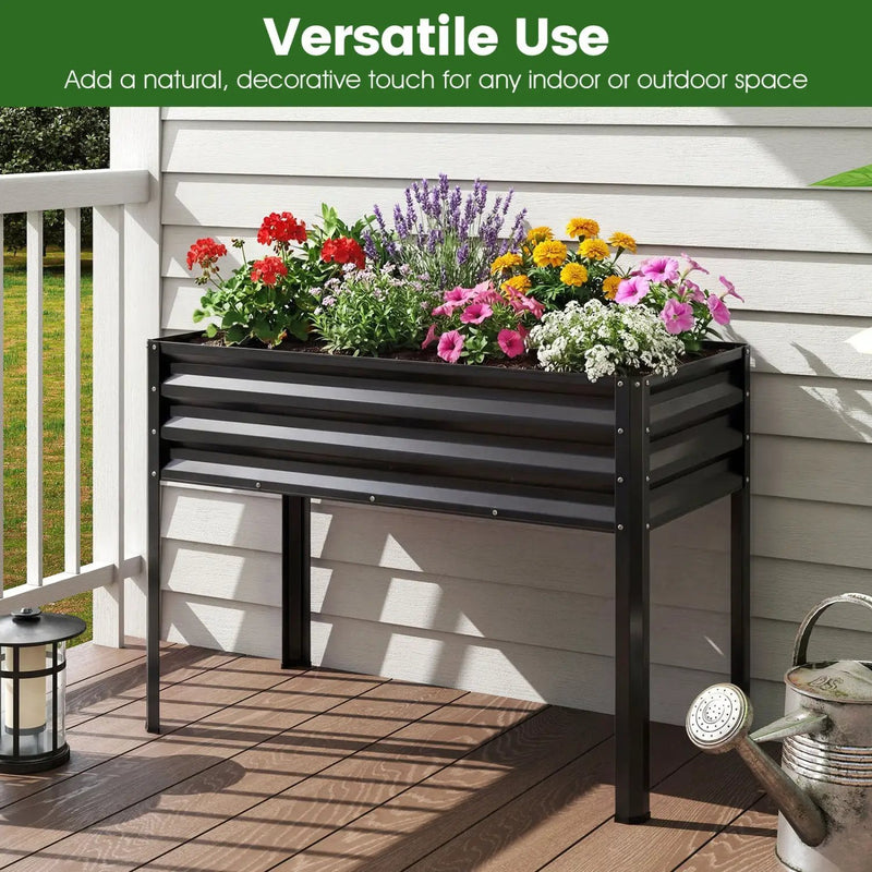Raised Garden Bed Set of 2 Electro-Coating Metal Large Elevated Planter Box by DirectDeals