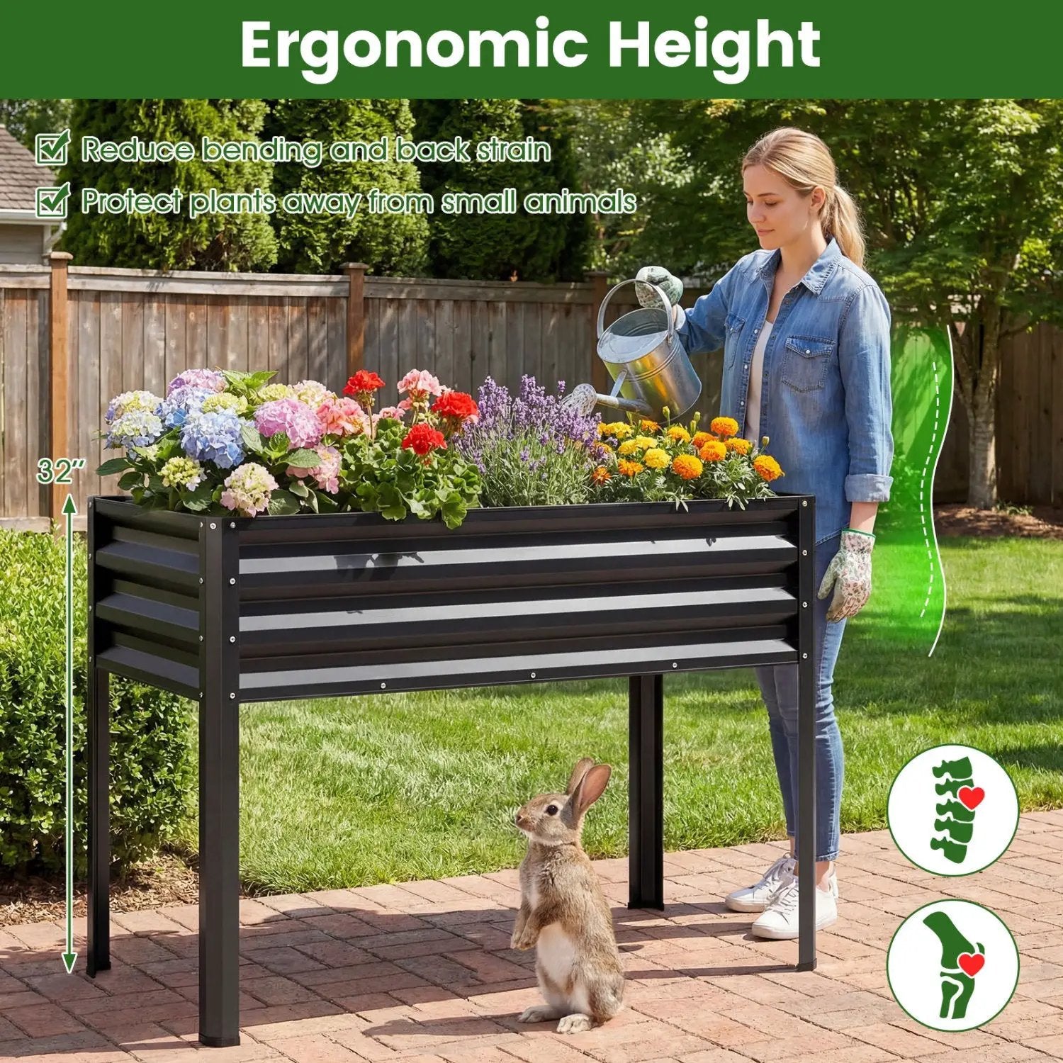 Raised Garden Bed Set of 2 Electro-Coating Metal Large Elevated Planter Box by DirectDeals