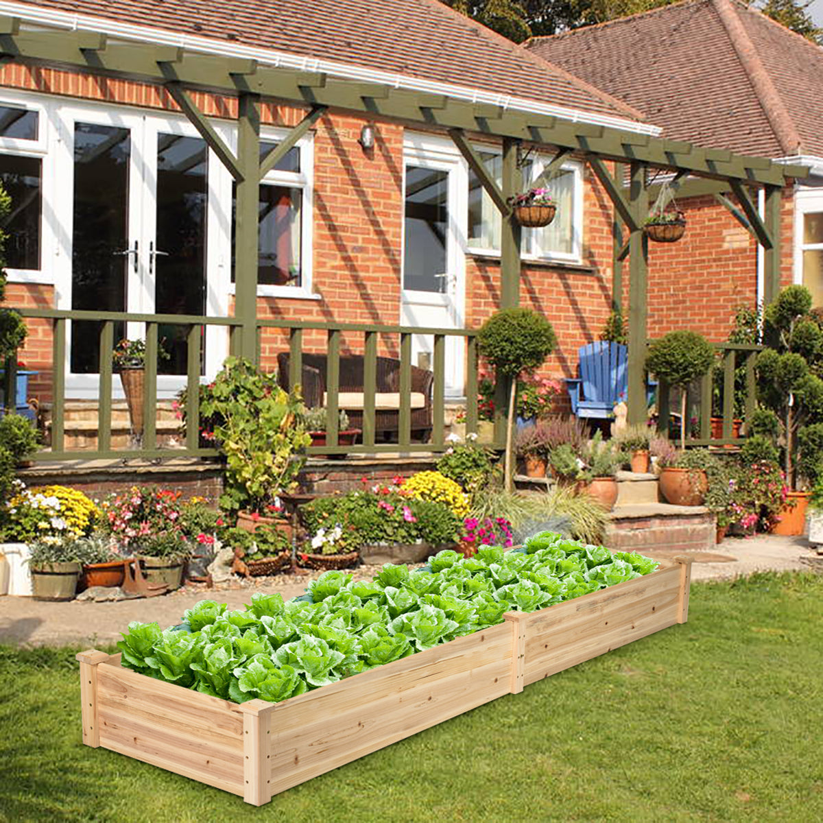 Wooden Vegetable Raised Garden Bed for Backyard Patio Balcony, photo 2 of 8