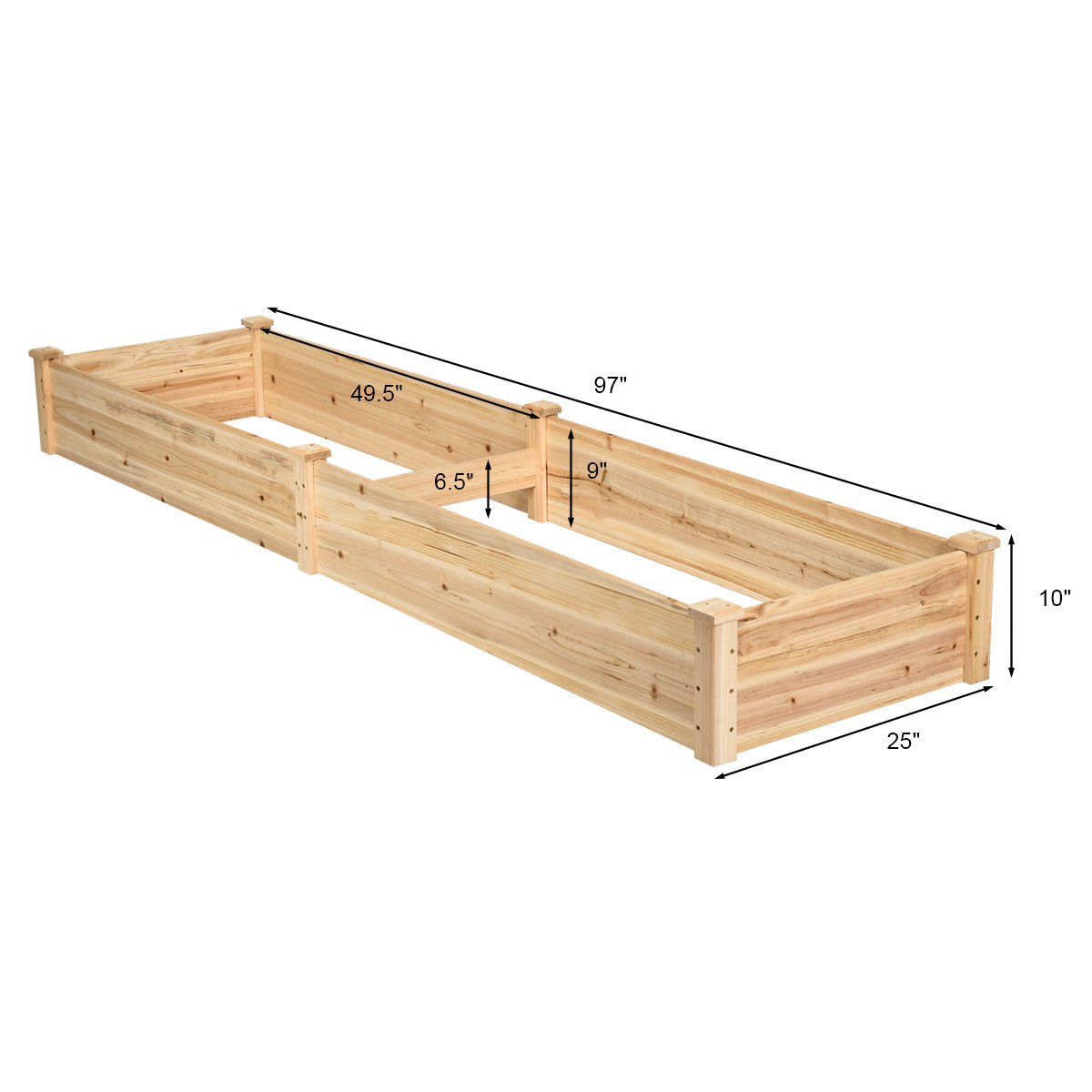 Wooden Vegetable Raised Garden Bed for Backyard Patio Balcony, dimensions drawing