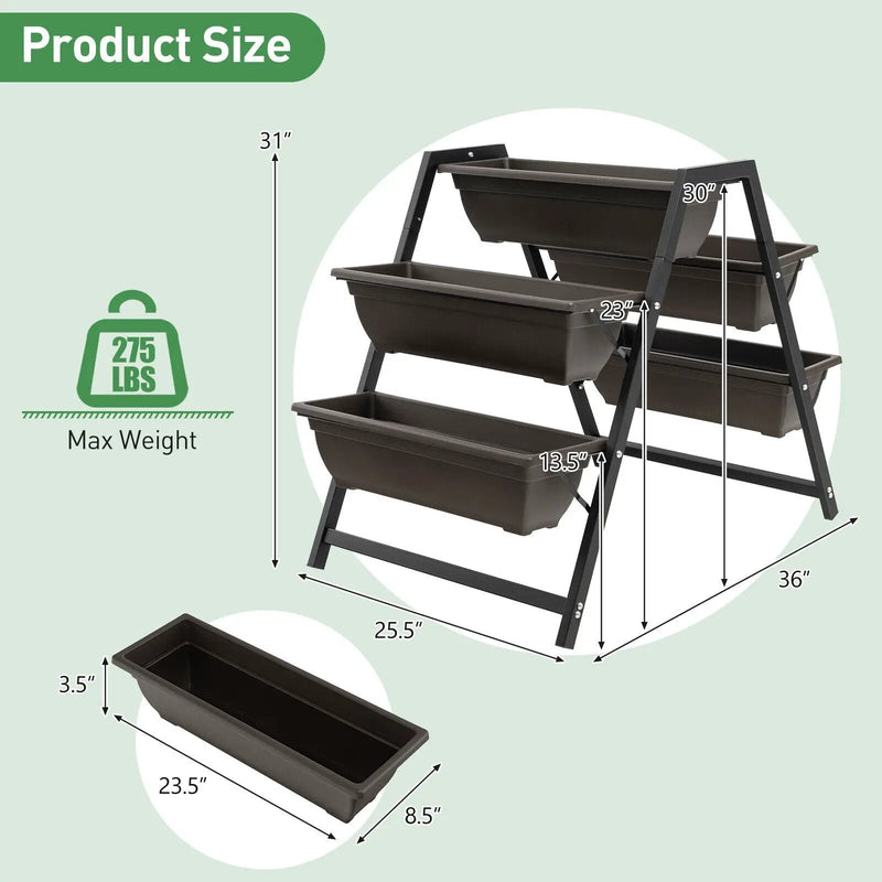 3-Tier Vertical Raised Garden Bed with 5 Plant Boxes by DirectDeals