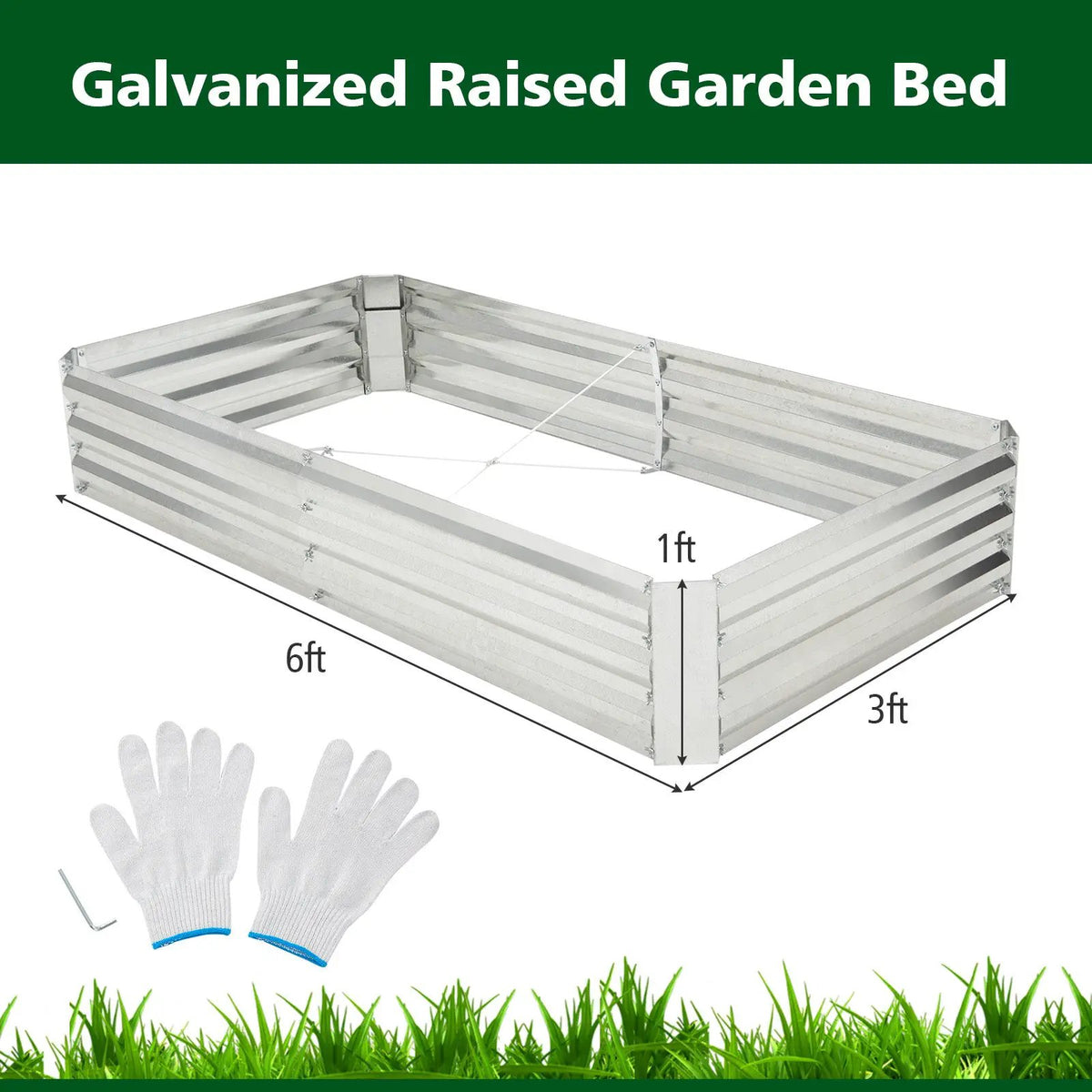 Metal Galvanized Raised Garden Bed with Open-Ended Base by DirectDeals