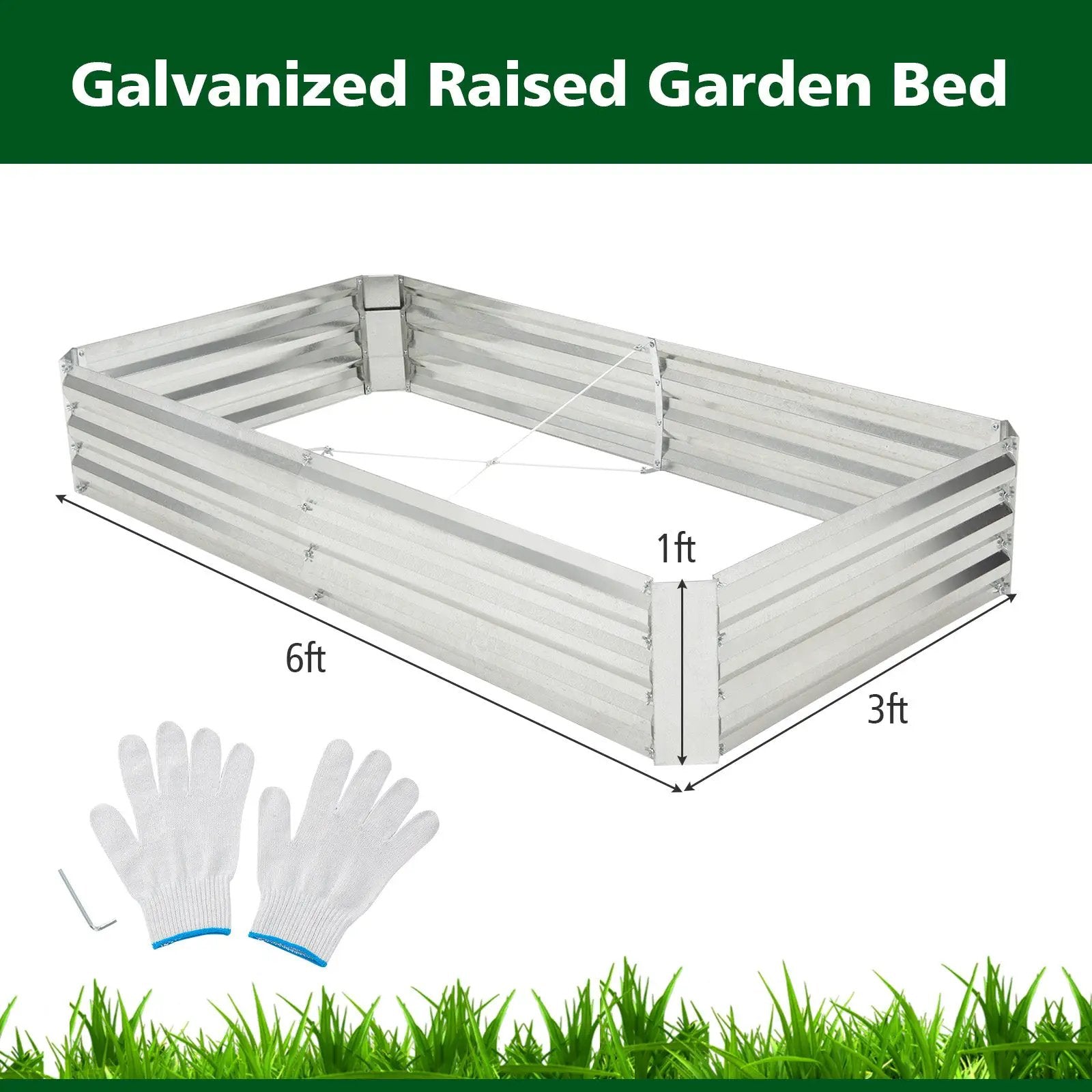Metal Galvanized Raised Garden Bed with Open-Ended Base by DirectDeals