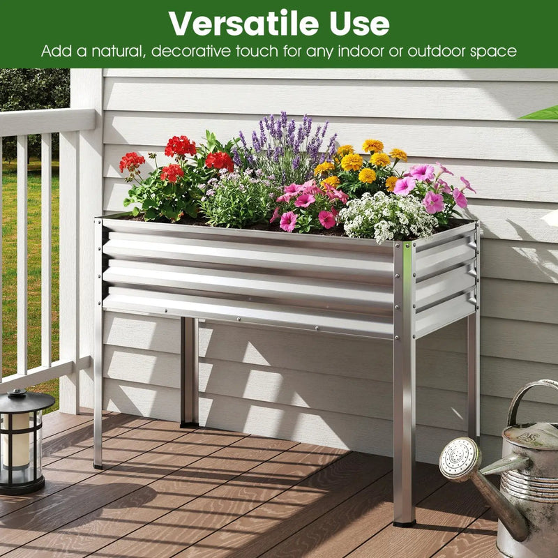 Raised Garden Bed with Legs Electro-Coating Metal Large Elevated Planter Box by DirectDeals