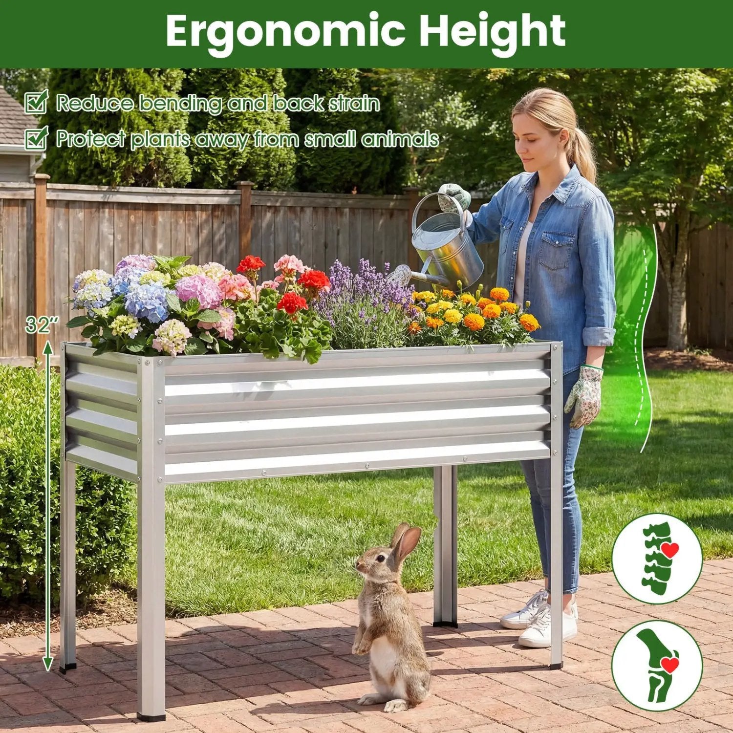 Raised Garden Bed with Legs Electro-Coating Metal Large Elevated Planter Box by DirectDeals