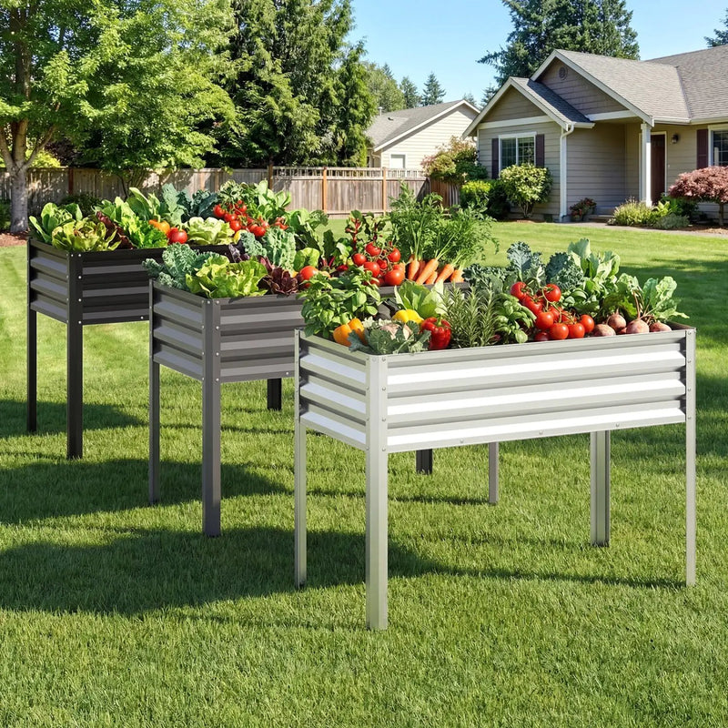 Raised Garden Bed with Legs Electro-Coating Metal Large Elevated Planter Box by DirectDeals