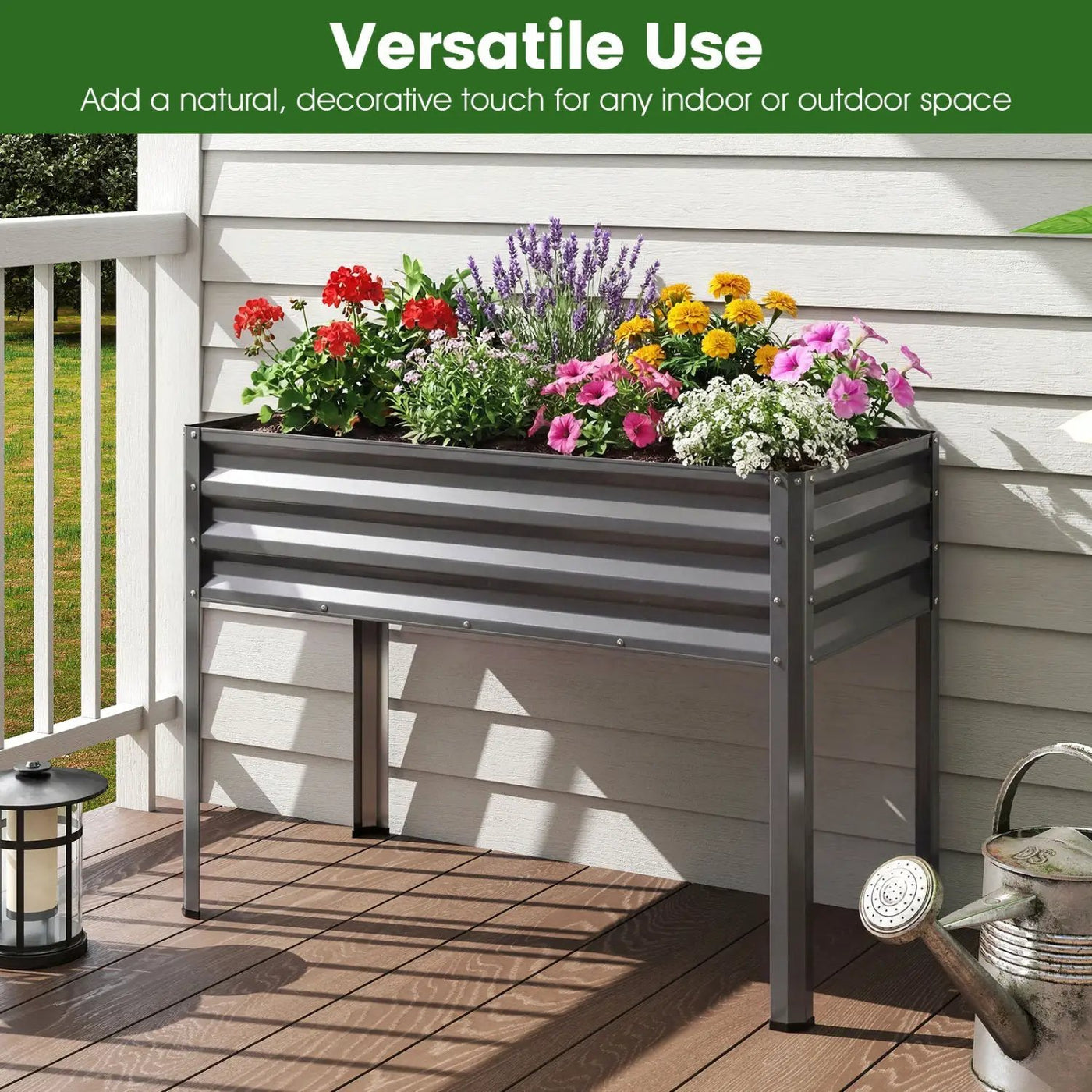 Raised Garden Bed with Legs Electro-Coating Metal Large Elevated Planter Box by DirectDeals