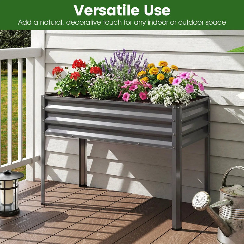 Raised Garden Bed with Legs Electro-Coating Metal Large Elevated Planter Box by DirectDeals