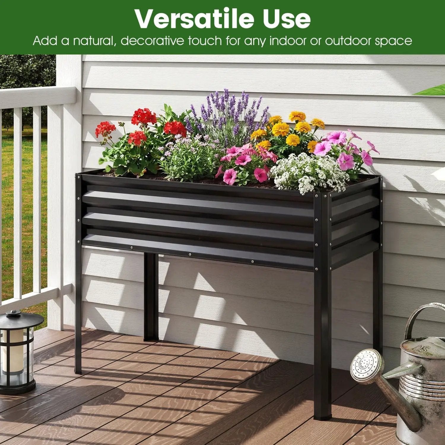 Raised Garden Bed with Legs Electro-Coating Metal Large Elevated Planter Box by DirectDeals