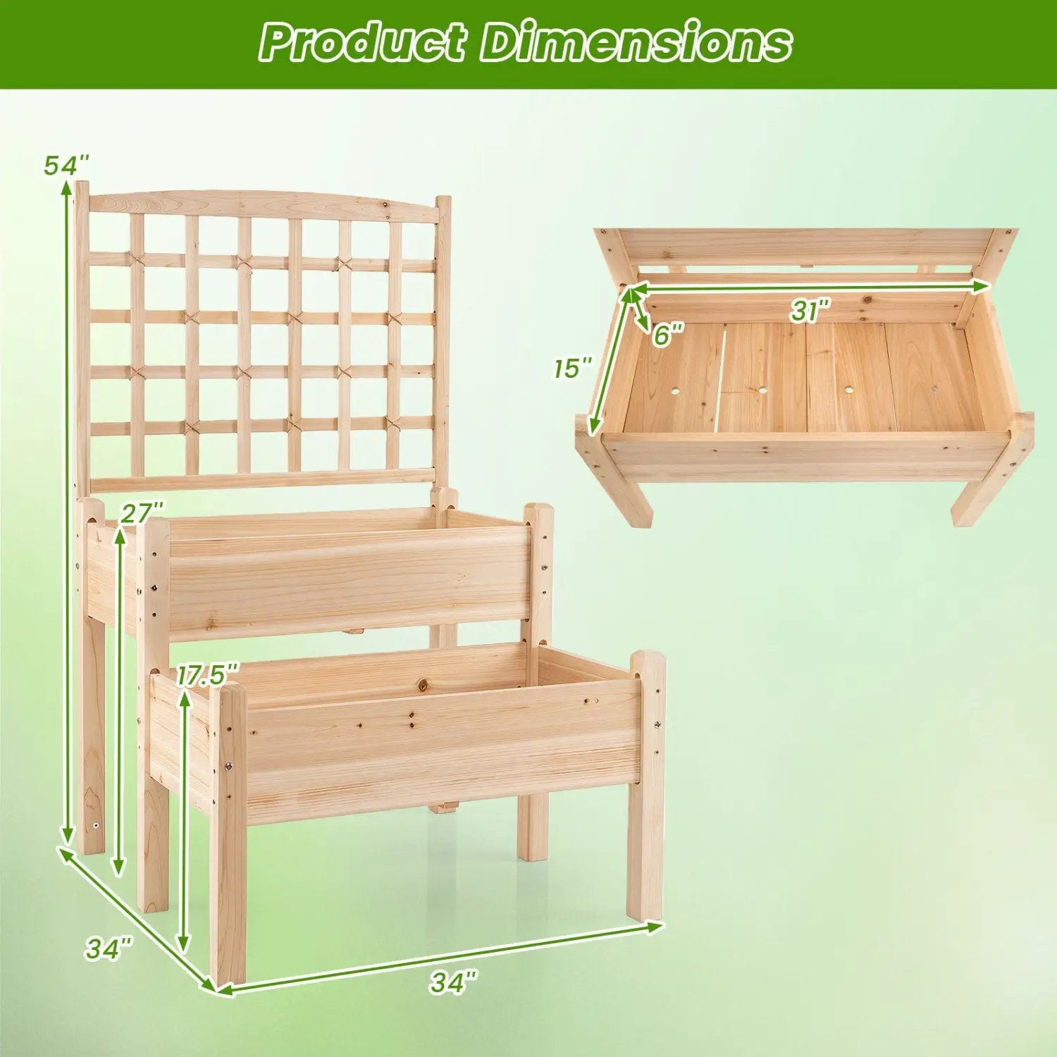 2-Tier Raised Garden Bed with Trellis for Climbing Plants by DirectDeals