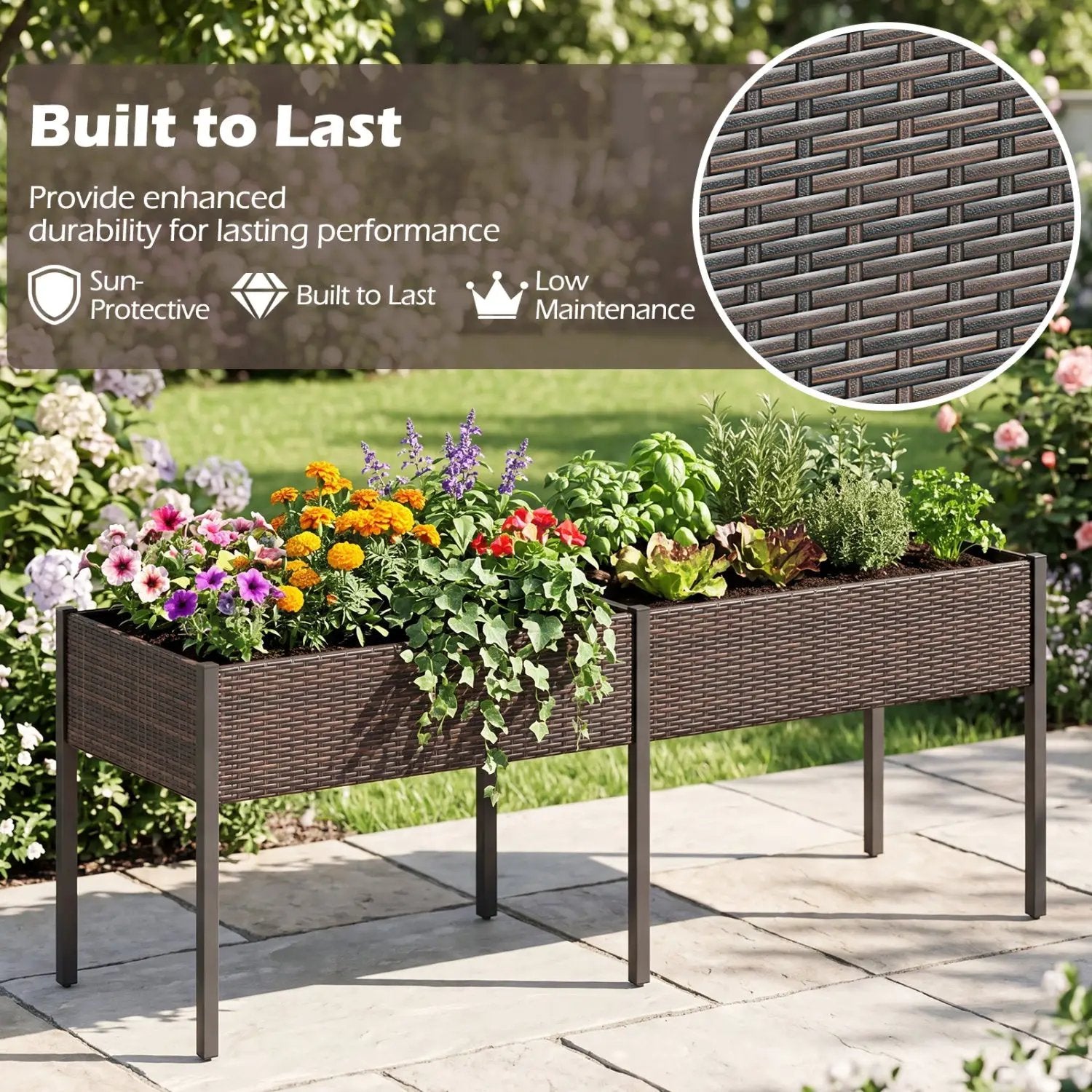 Raised Garden Bed with Legs and Removable Liner - 73 Inch by DirectDeals