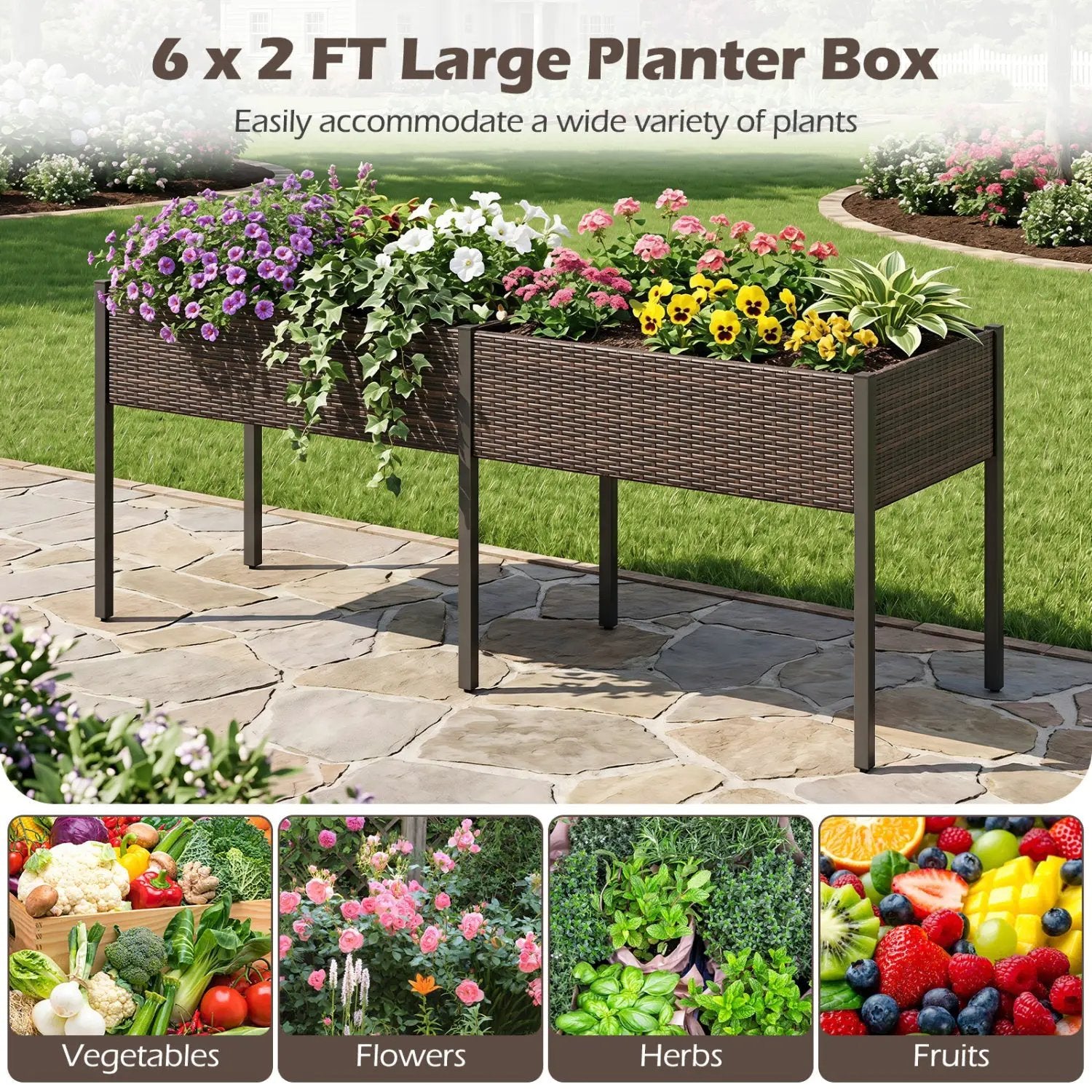 Raised Garden Bed with Legs and Removable Liner - 73 Inch by DirectDeals