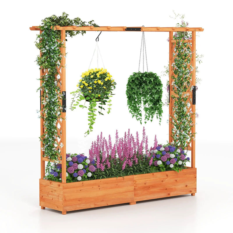 Raised Garden Bed with Arch Trellis and Hanging Roof-Orange by DirectDeals