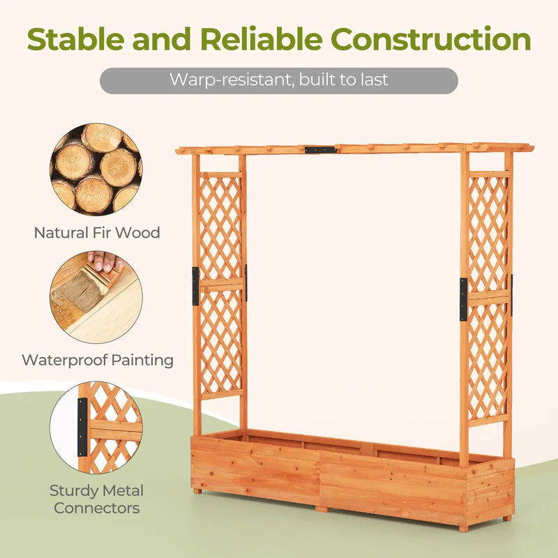 Raised Garden Bed with Arch Trellis and Hanging Roof-Orange by DirectDeals