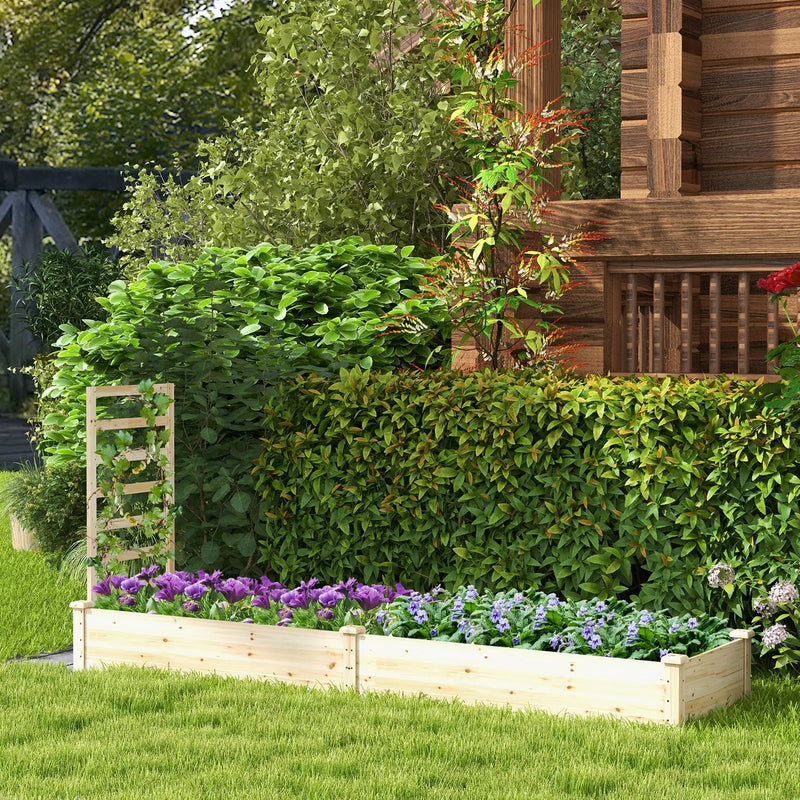 Raised Garden Bed with Planter Box and Trellis-Natural by DirectDeals