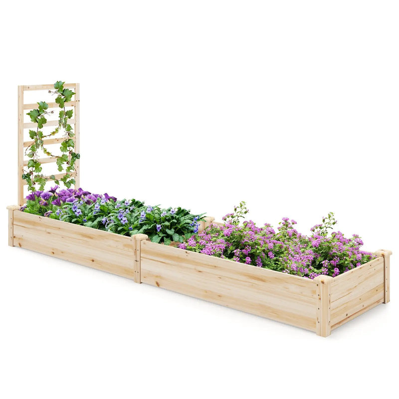 Raised Garden Bed with Planter Box and Trellis-Natural by DirectDeals