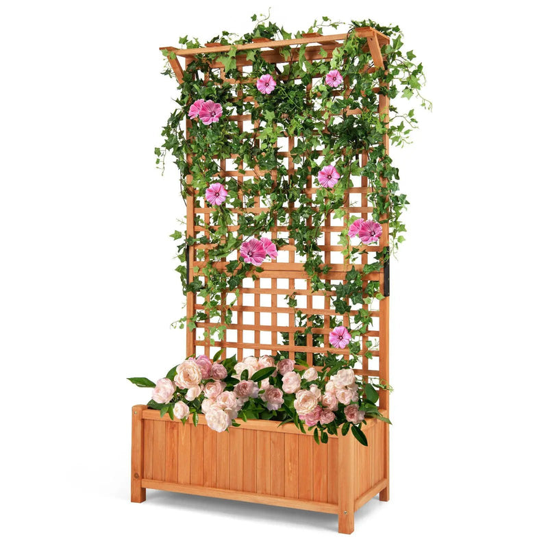 Raised Garden Bed with Trellis and Hanging Roof-Natural by DirectDeals