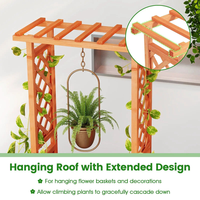 Raised Garden Bed with Side Trellis and Hanging Roof and Drainage Hole-Orange by DirectDeals