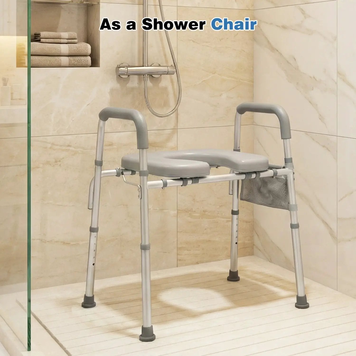 Raised Toilet Seat with Handles and Padded Arms for Seniors by DirectDeals