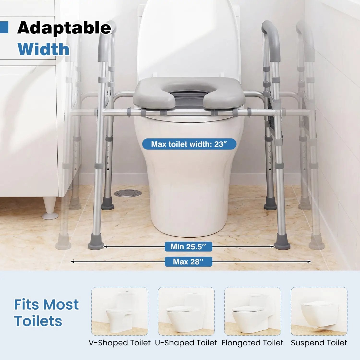 Raised Toilet Seat with Handles and Padded Arms for Seniors by DirectDeals