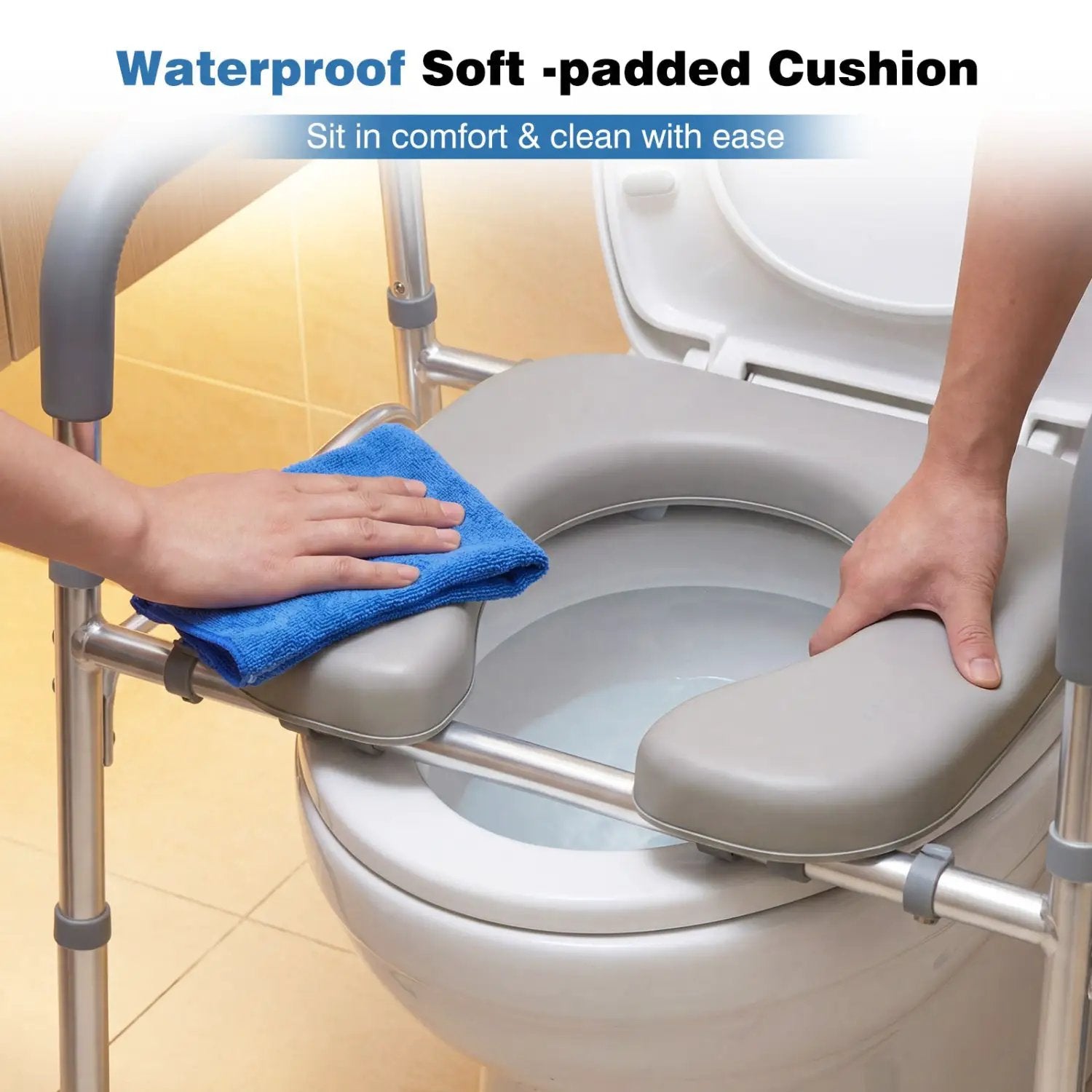 Raised Toilet Seat with Handles and Padded Arms for Seniors by DirectDeals
