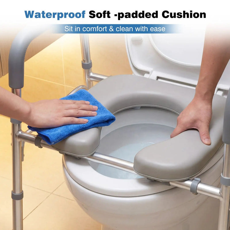 Raised Toilet Seat with Handles and Padded Arms for Seniors by DirectDeals