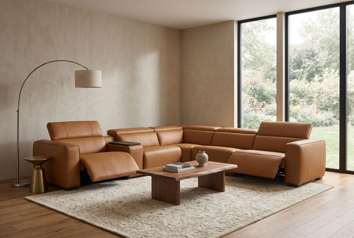 Rally Pro Caramel 6-Piece Power Reclining Sectional with Console and Immersive Sound System, photo 4 of 22