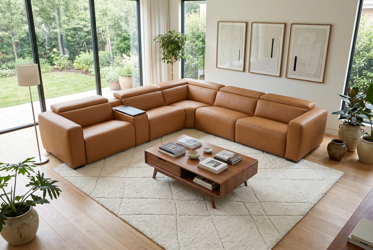 Rally Pro Caramel 6-Piece Power Reclining Sectional with Console and Immersive Sound System, photo 16 of 22