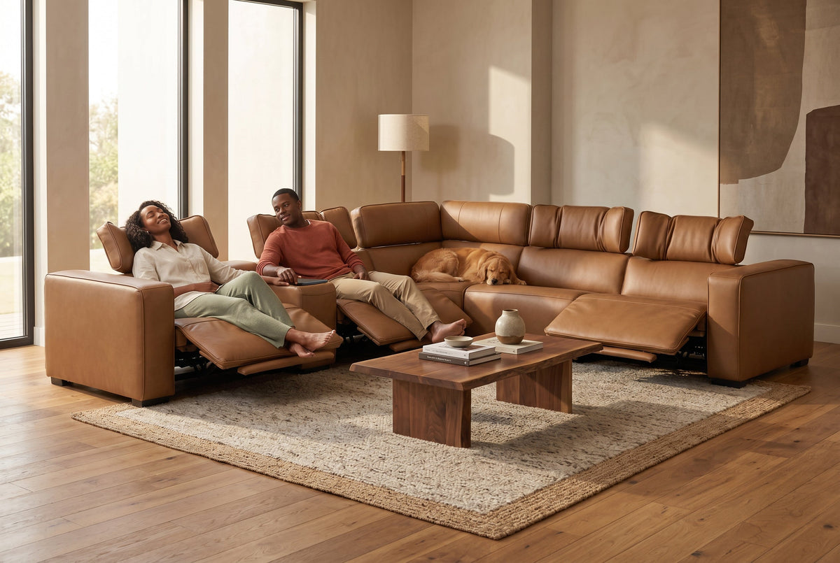 Rally Pro Caramel 6-Piece Power Reclining Sectional with Console and Immersive Sound System, photo 7 of 22