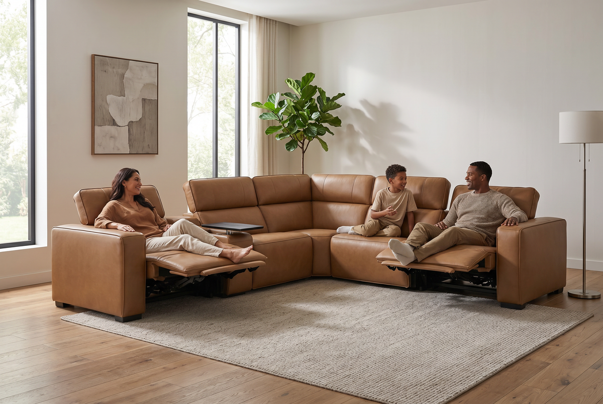 Rally Pro Caramel 6-Piece Power Reclining Sectional with Console and Immersive Sound System, photo 8 of 22