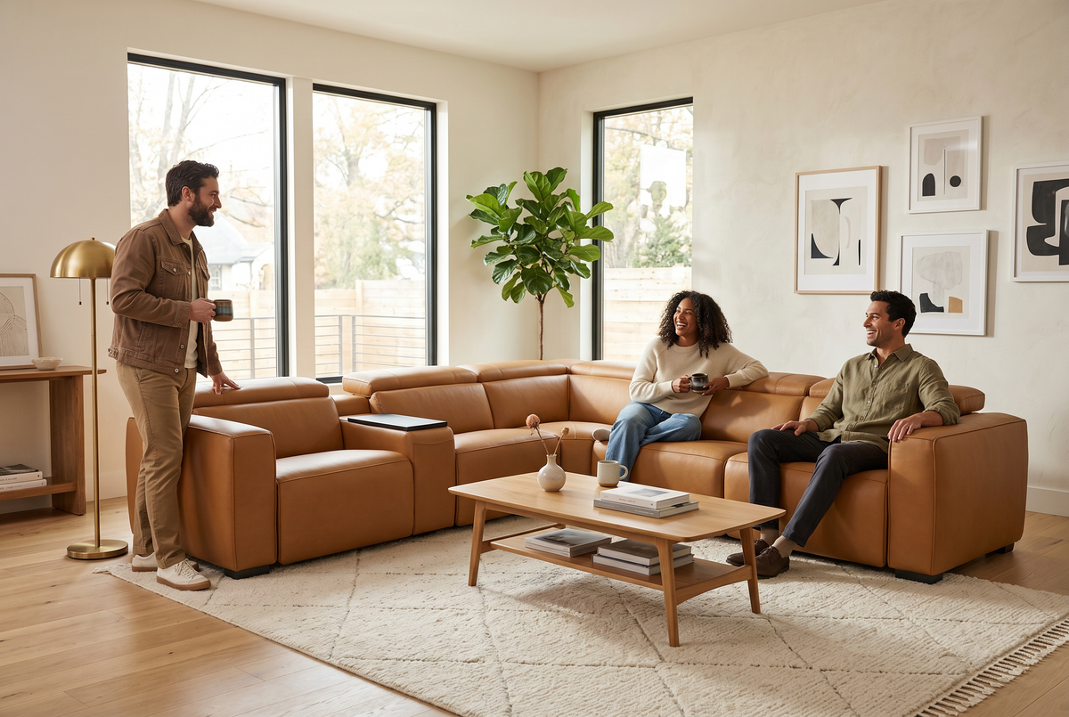 Rally Pro Caramel 6-Piece Power Reclining Sectional with Console and Immersive Sound System, photo 13 of 22