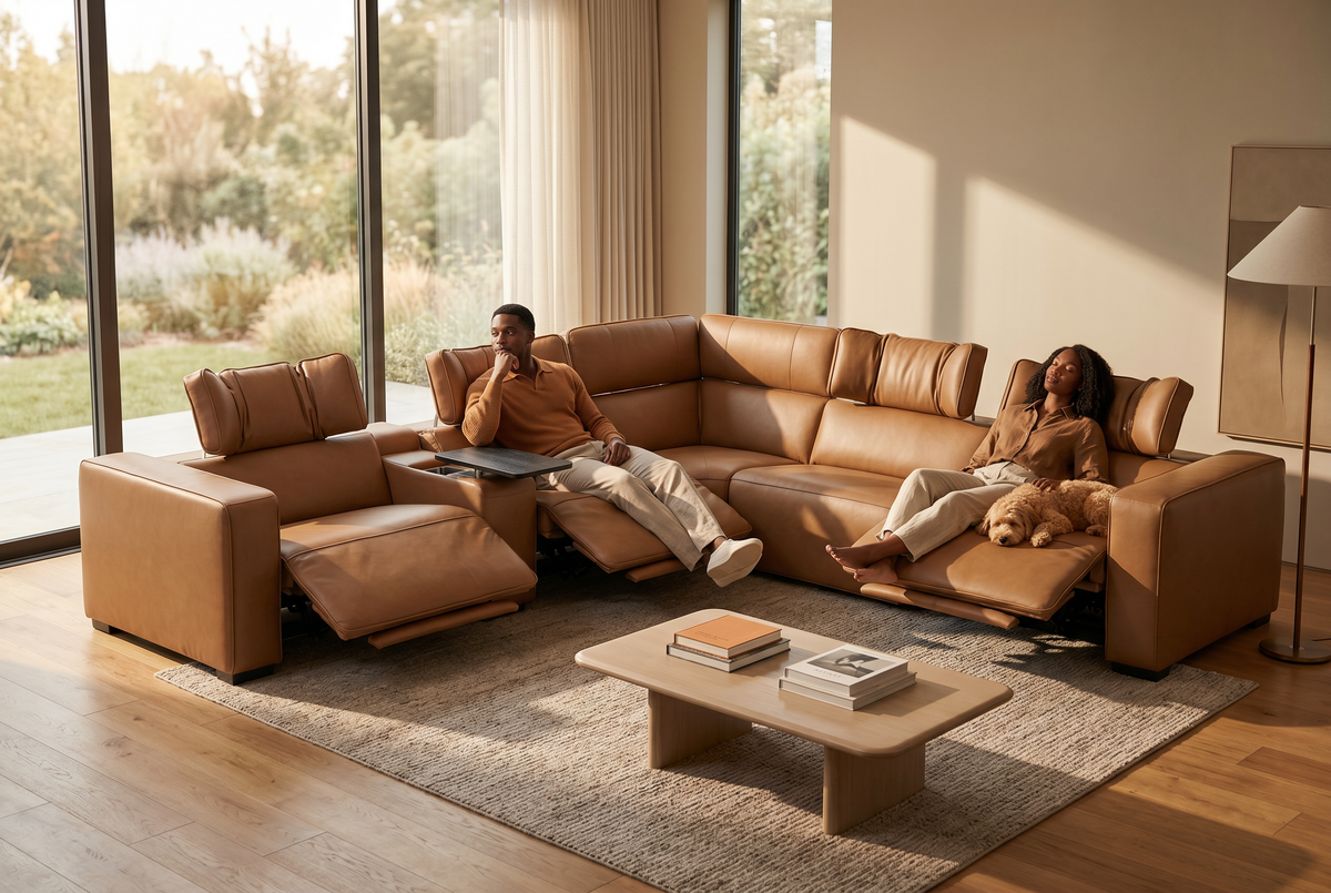 Rally Pro Caramel 6-Piece Power Reclining Sectional with Console and Immersive Sound System, photo 12 of 22