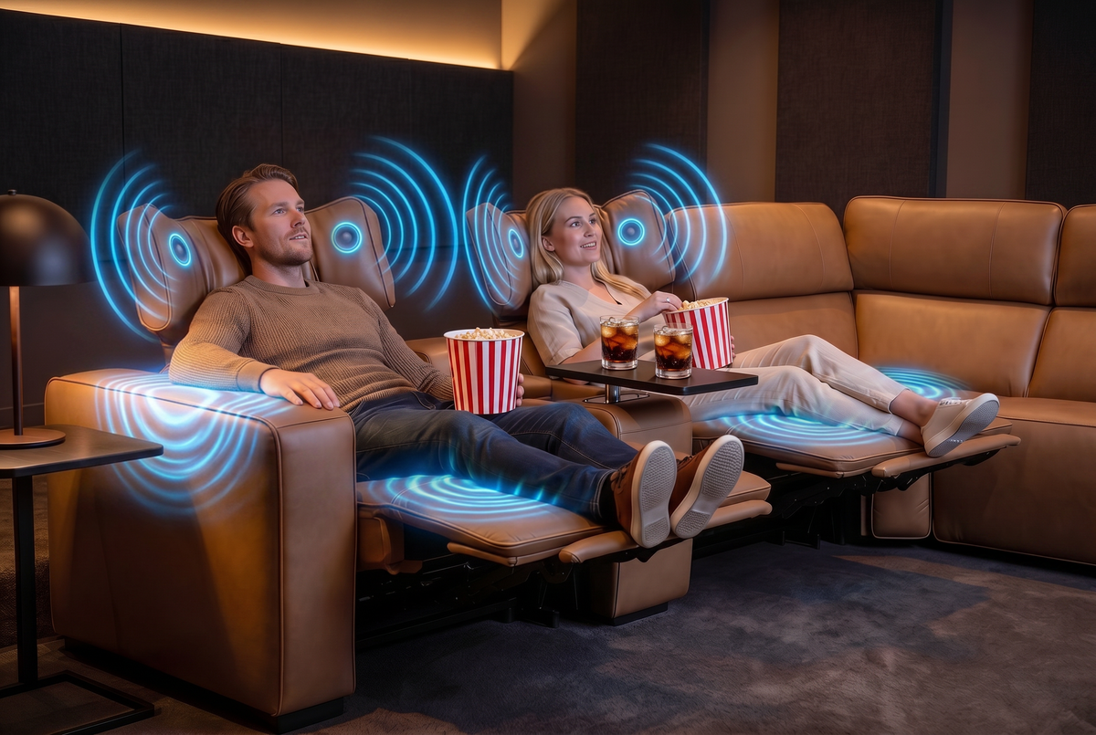 Rally Pro Caramel 6-Piece Power Reclining Sectional with Console and Immersive Sound System, photo 6 of 22
