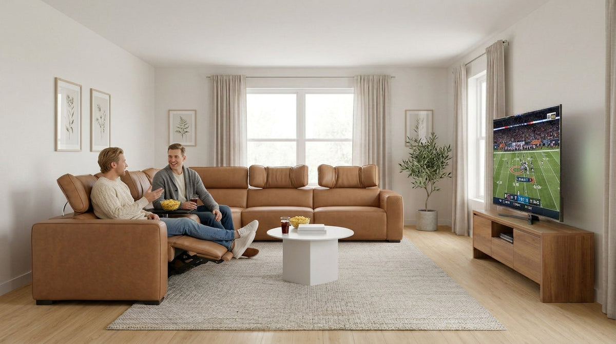 Rally Pro Caramel 6-Piece Power Reclining Sectional with Console and Immersive Sound System, photo 14 of 22