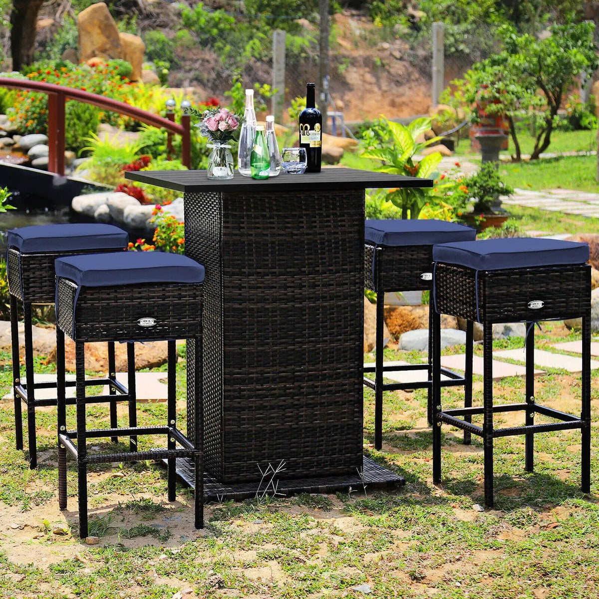 5 Pieces Patio Rattan Bar by DirectDeals