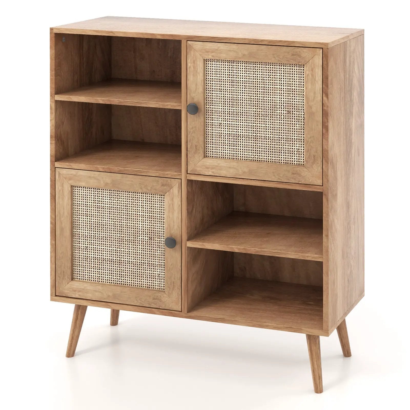 Rattan Buffet Cabinet with 2 Doors and 2 Cubbies-Natural by DirectDeals