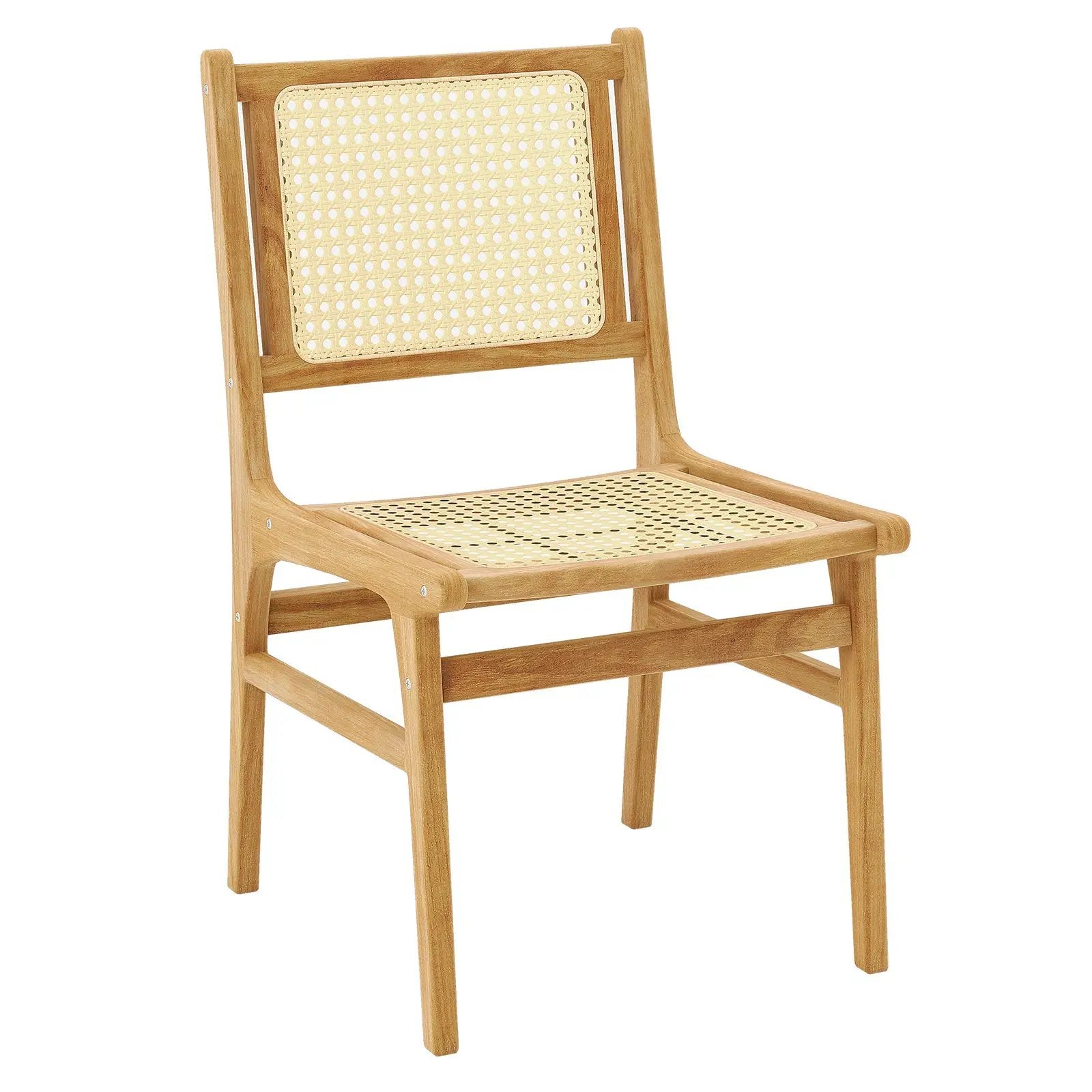 Rattan Dining Chair with Natural Cane Woven Backrest and Teak Wood Frame by DirectDeals