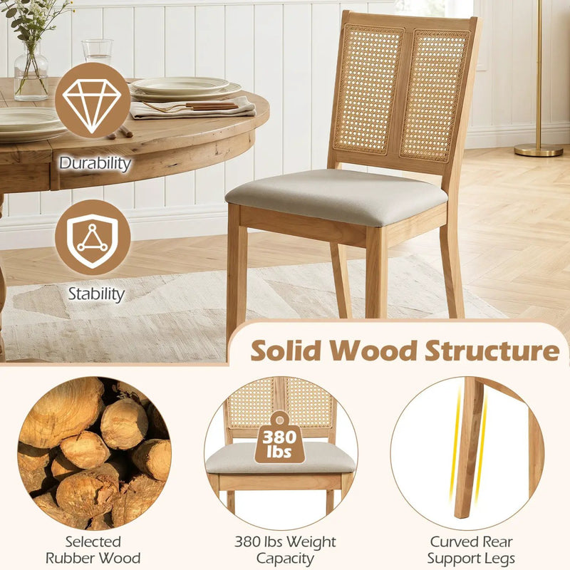 Rattan Dining Chairs Set of 2 with Curved Backrest by DirectDeals