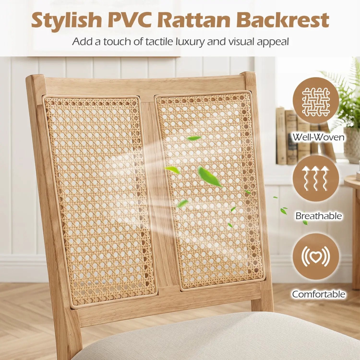 Rattan Dining Chairs Set of 4 with Padded Seats by DirectDeals