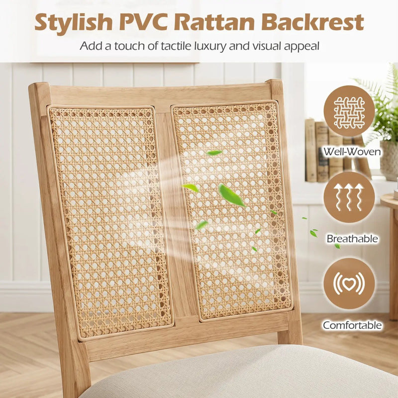 Rattan Dining Chairs Set of 4 with Padded Seats by DirectDeals