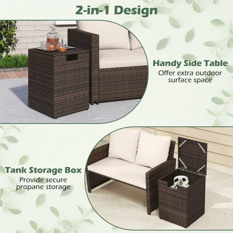 Rattan Propane Tank Cover Patio Hideaway Tank Side Table by DirectDeals