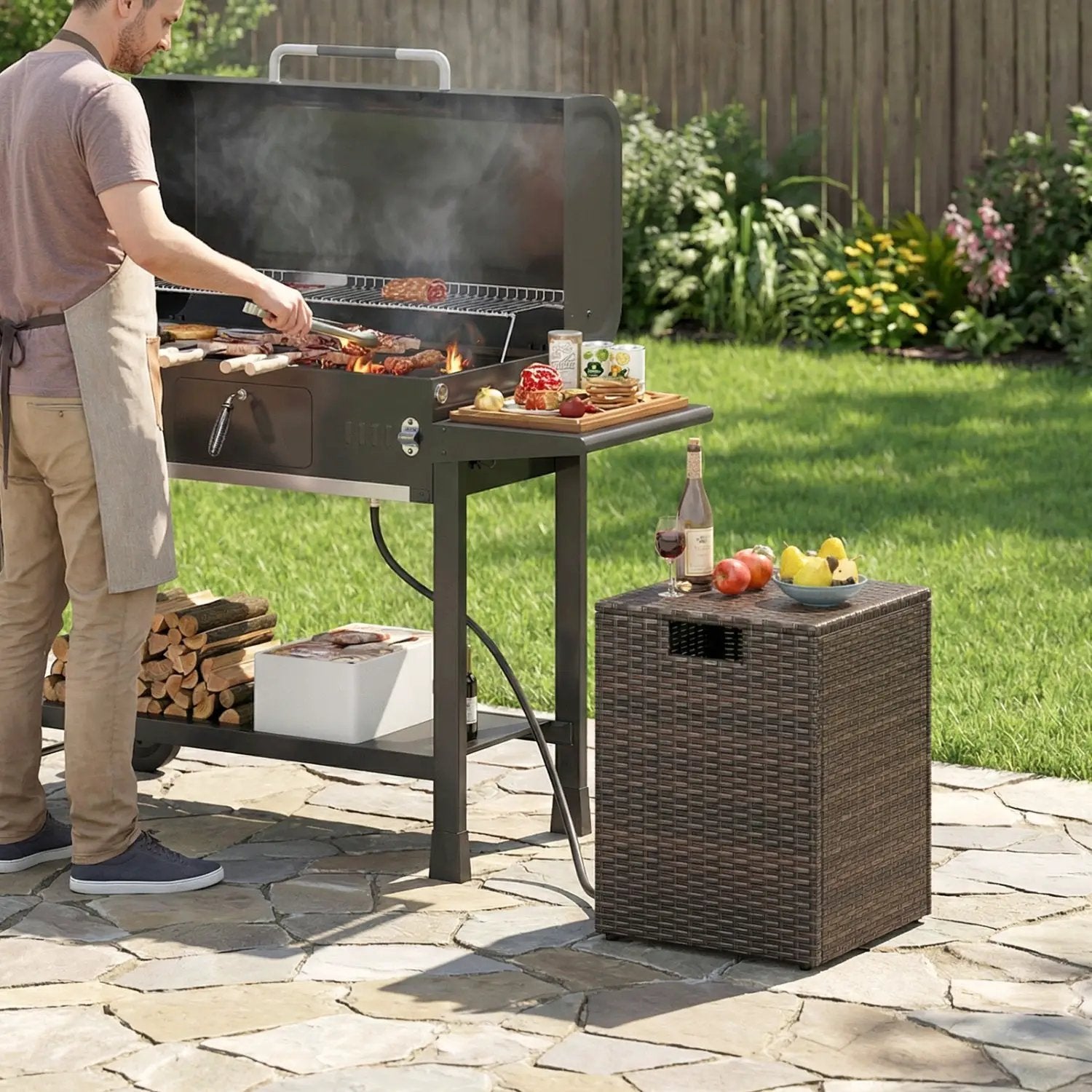 Rattan Propane Tank Cover Patio Hideaway Tank Side Table by DirectDeals